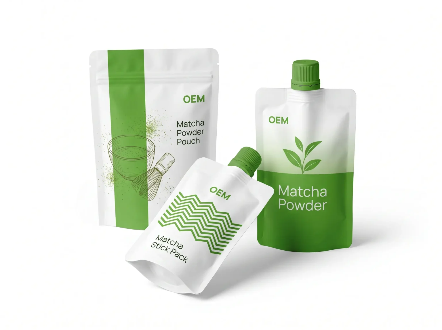 Matcha powder stand-up pouches