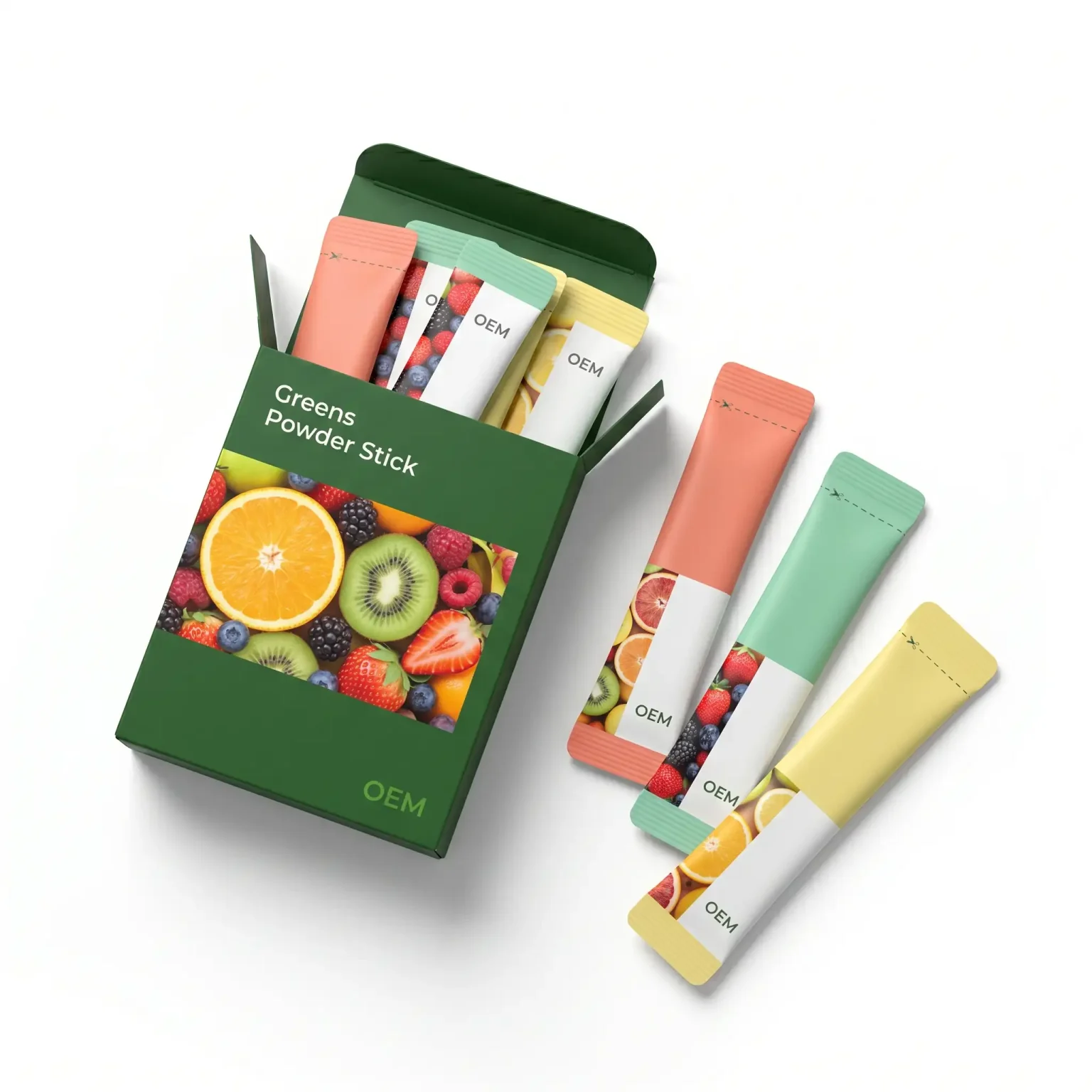 Stick packs in a retail carton