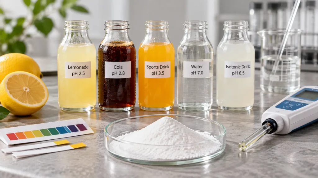 Reb M heat stability testing — pH and temperature data chart for beverage shelf life